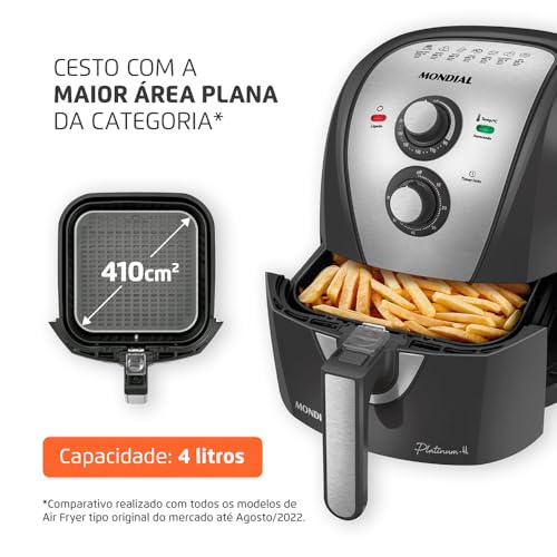 Fritadeira Sem Óleo Air Fryer 4L, Mondial, Grafite/Inox, 1500W, 110V - AFN-40-PI - Imagem 2