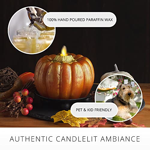 Image of Luminara - Flameless Halloween LED Candle Battery Operated Moving Flame - Metallic Gold Orange Pumpkin - Pack of 1-5x4.5 - Unscented Indoor Use