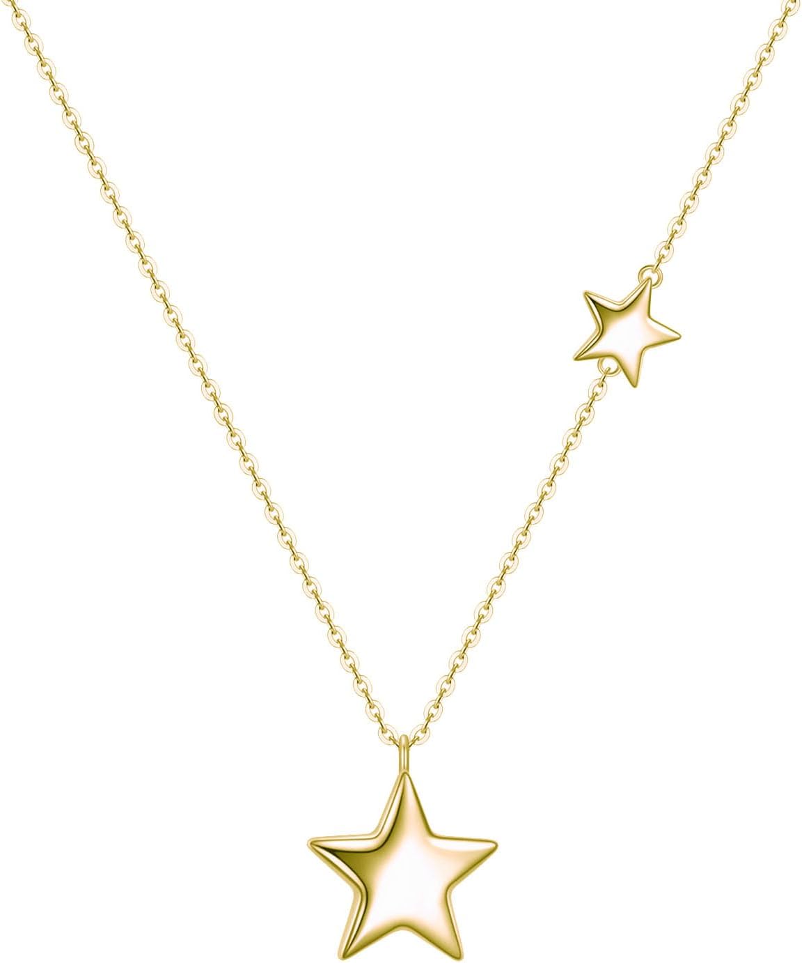 Rnivida Gold Plated 925 Sterling Silver Moon and Star Necklace Hypoallergenic Celestial Jewelry for Women with Adjustable Chain 18''