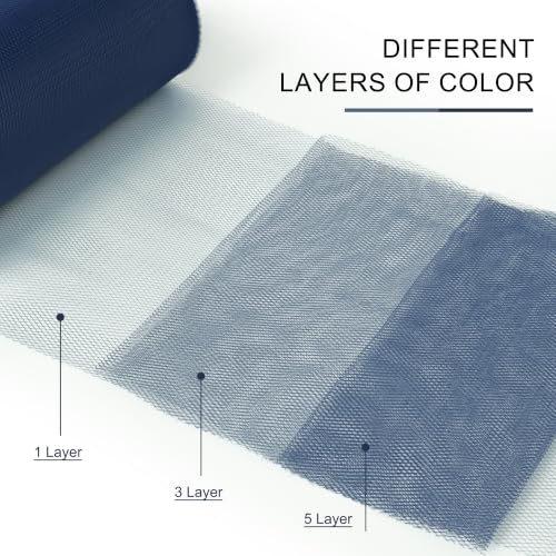 Image of Navy Blue Tulle Fabric Ribbon 6 Inch by 25 Yards Rolls Fabric Spool Tulle for Gift Wrapping Wedding Decorations Craft Supplies DIY Tutu Skirt Baby Shower Birthday Party