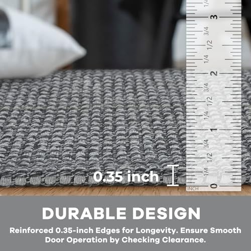 KOZYFLY Runners for Hallways 2x7 ft Washable Kitchen Runner Non Slip Rubber Backed Hall Runners Cotton Entryway Runner Rugs Floor Carpet for Indoor Backdoor Bedroom Kitchen, Grey/Dark Grey