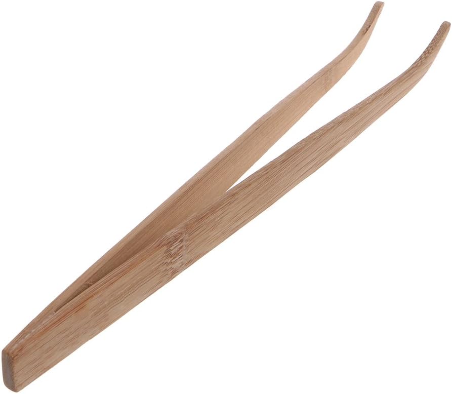 LANDUM NZ-06 Angled Reptile Feeding Tongs Tweezers 28cm Bamboo Eco-Friendly Feeding Tool