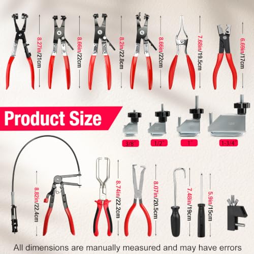 Image of BETOOLL Hose Clamp Pliers 16PCS, Hose Clamp Removal Tool Kit with Long Reach & Flexible Wire Tools for Radiator, Heater, Coolant & Water Hoses