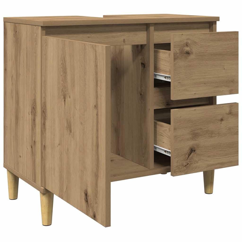 vidaXL Armario Lavabo baño Madera ingeniería Roble Artisan 65x33x60 cm