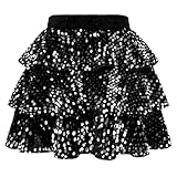 GRACE KARIN Girls Sequin Skirt Girls Fashion Party Three Layer Ruffle Skirt 5-14Y
