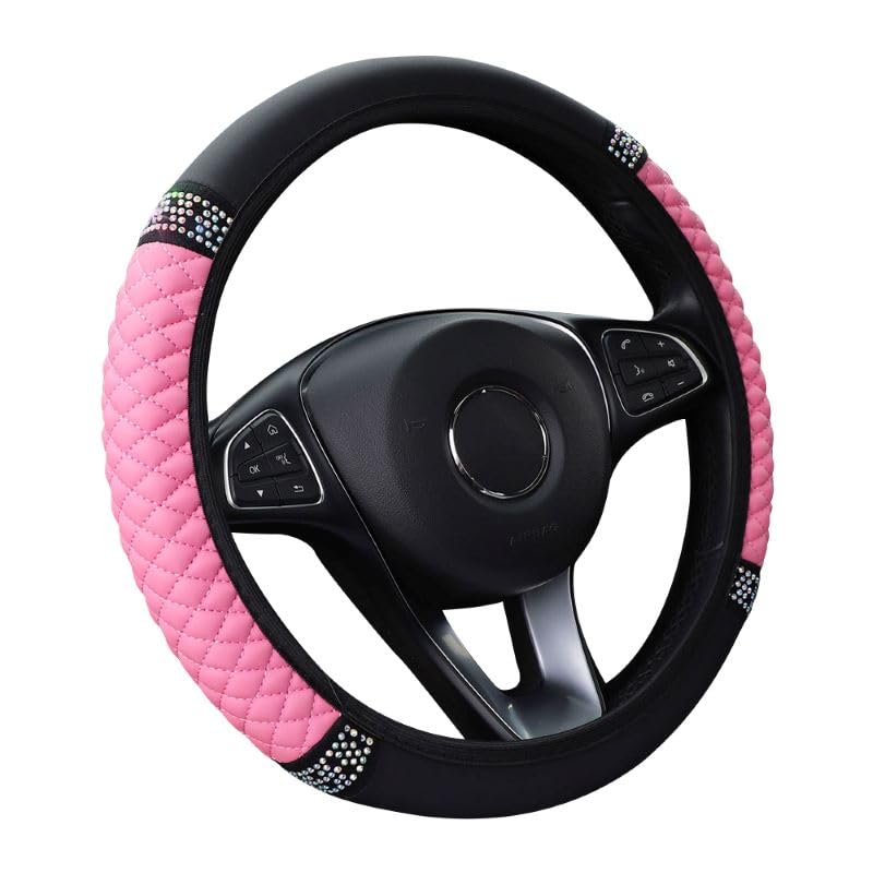 Flaconi Funda Volante Coche,Accesorios Coche,Funda Volante,Funda de Volante de Coche,Funda para Volante Coche,Funda Volante Coche Universal,Adapta a la Mayoría de los Coches,SUV y Camiones (Rosa)