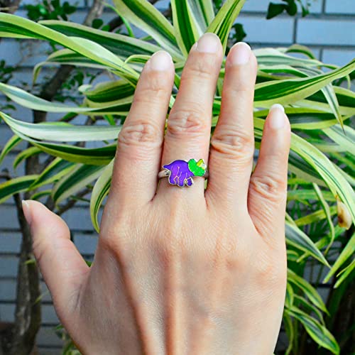 Dinosaur Color Change Kids Triceratops Mood Ring Gift for Boys Girls Size Adjustable2