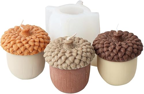 Cestony Moldes de silicona con forma de piñón grande en 3D de Navidad para hacer velas, velas de resina, aromaterapia, cera de jabón, muestras de