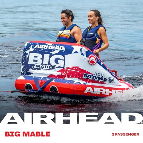 Image of Airhead Mable Towable Tube for Boating, 1-4 Rider Inflatable Boat Tube for Water Tubing, Heavy Duty Full Nylon Cover, EVA Foam Pads, Dual Tow Point, Patented Speed Safety Valve