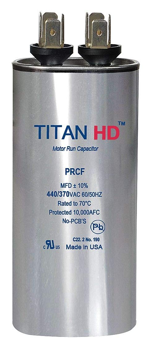 Titan Hd Round Motor Run Capacitor, 50 Microfarad Rating, 440VAC Voltage - PRCF50A
