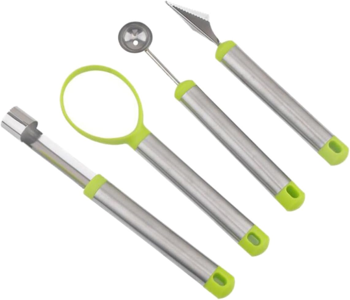 Melon Baller Scoop 4pc Stainless Steel Fruit Carving Kit Xmas