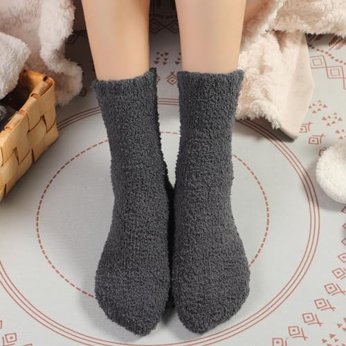 Image of Toes Home Fuzzy Socks for Women, 6 Pairs Cozy Winter Fluffy Slipper Socks