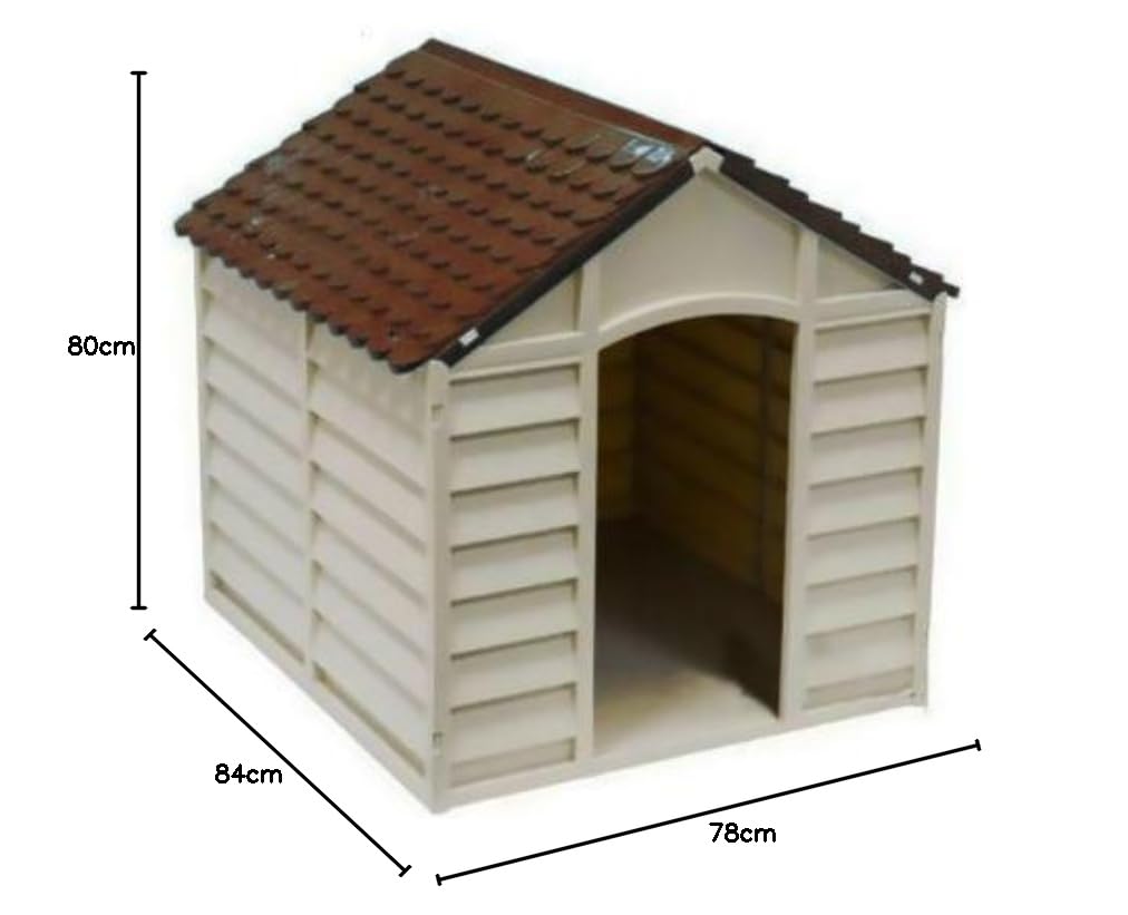 Cuccia per cani in Pvc per esterno beige e marrone cm 78x84x60-80 H