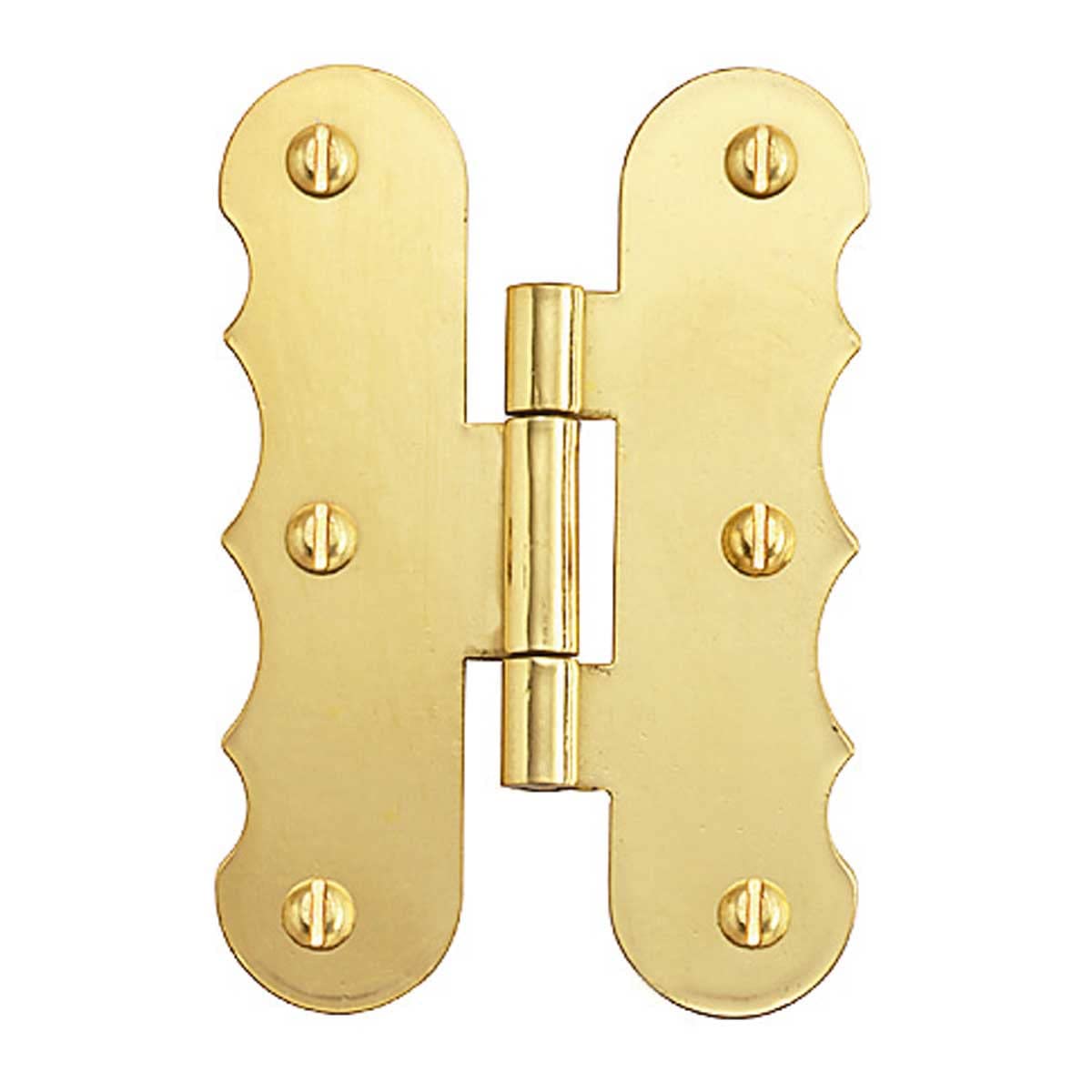 Renovators Supply Manufacturing Brass H Cabinet Hinges 3.5 Inches Hinge Scalloped Brass Kitchen Cabinet Hinge with Hardware