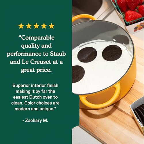 Image of Great Jones 3.5 Quart Enameled Cast Iron Dutch Oven Pot w /Lid (Mustard)