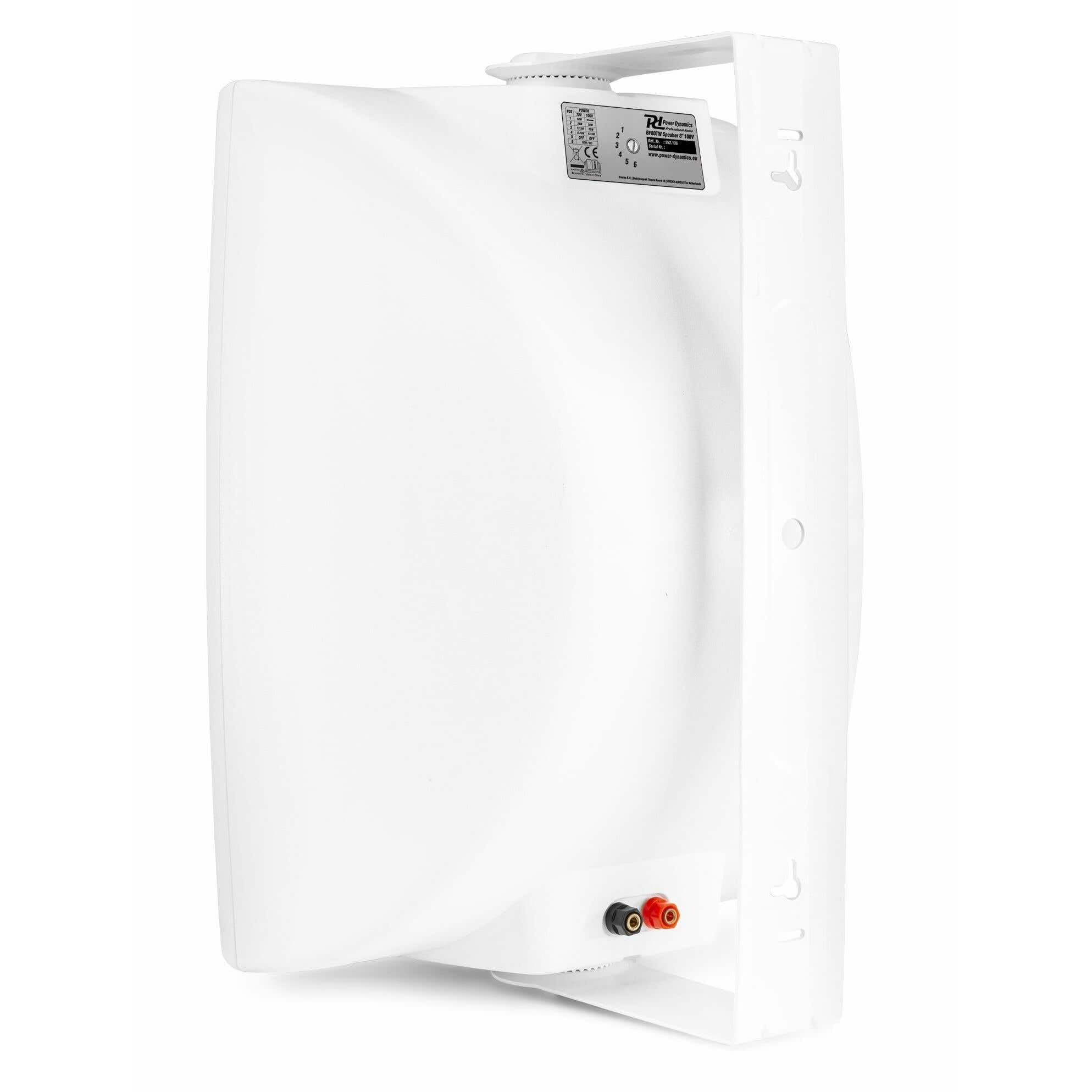 Power Dynamics BF80TB - Enceinte Haut-Parleur Blanche Résistants aux Intempéries, Puissance 50 Watts RMS, 8 Pouces, 100V ou 8 Ohms, IPX5 pour Utilisation à l'Intérieur ou à l'Extérieur