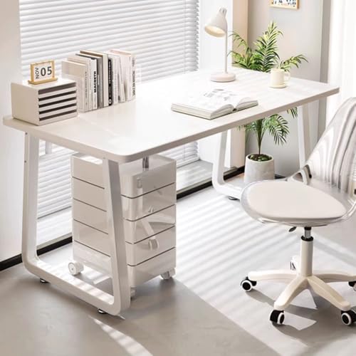 Bureau d'étude blanc de 100cm parfait pour télétravailler dans un petit salon - 8