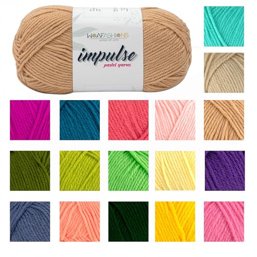 Image of WOAFashions Impulse Hand Knitting & Crochet Yarn, Premium Acrylic, 4 : Medium (Dark Beige) (4x100gms / 14.1oz)