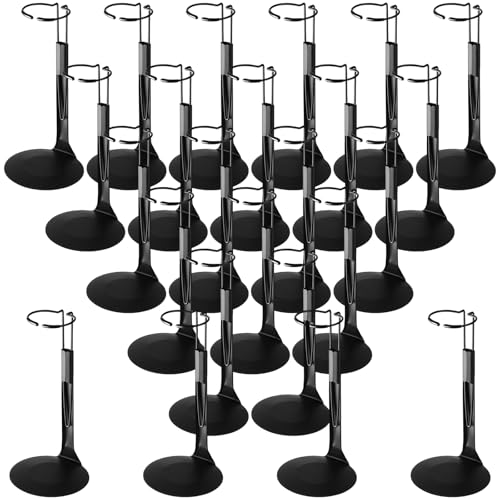 Image of Yaocom 24 Pcs Doll Stands Adjustable Action Figure Stands with Expandable Waist Wire for 8 inch-12 inch Dolls Action Figure(Black)