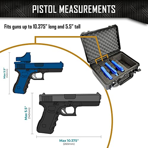 3 Pistol 12 Magazine + Accessories Gun Case Storage | Doro Water Proof Pistol Case With Custom Mycasebuilder Foam Insert | Hard Gun And Magazine Case #TOP6