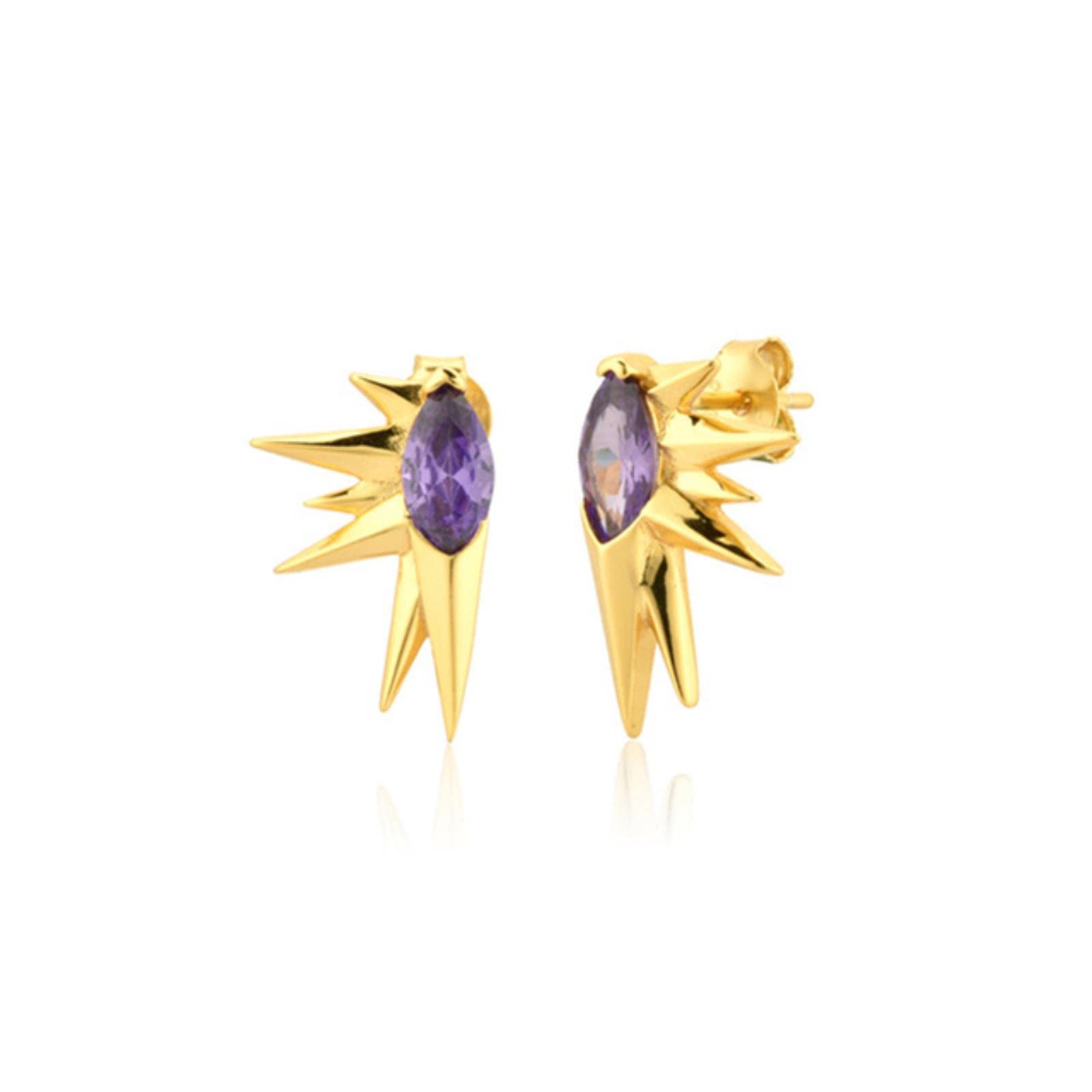 Boucles d'oreilles argent 925 femme rectangle violet pendantes or - 8