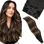 LaaVoo Invisible Weft Hair Extensions Real Human Hair 18 Inch 50g Balayage Darkest Brown to Light Brown Undetectable Double Weft Weave Remy Extensions #2/8/2
