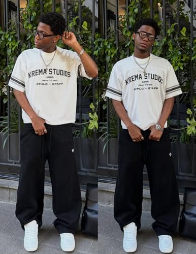 Image of Aelfric Eden Mens Wide Leg Sweatpants Solid Arc Sweat Pants Open Bottom Casual Athletic Lounge Pants with Pockets