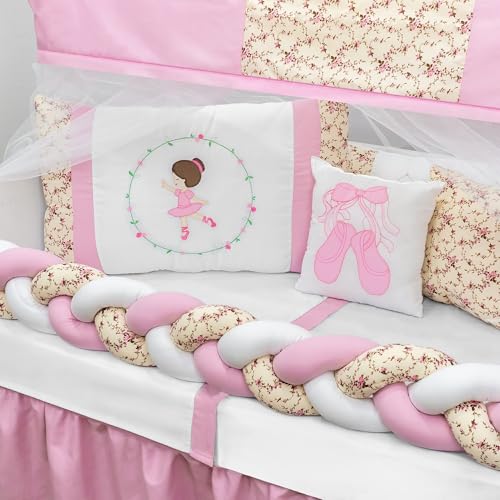 Kit De Berço 12 Peças Americano Completo Tricot Enxoval Estampado Luxo (BAILARINA)