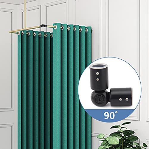 Nihao Heavy Duty Hinged Elbow Connector Curtain Rod Corner Connector Elbow Connector For 1 Inch Bay Window Curtain Rods(2 Pcs, Black) #TOP6