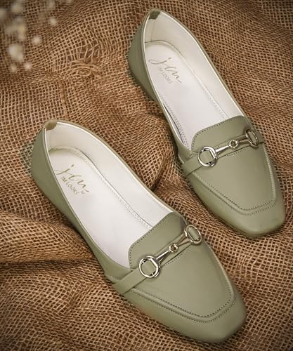Image of JM LOOKS Sophisticated Horsebit Loafer Flats with Premium Matte Finish and Elegant Metal Link Detail for Daily Style