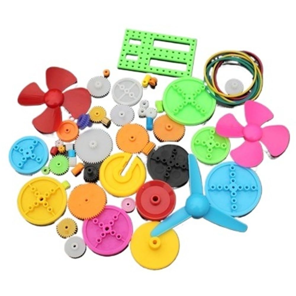 0.5M DIY Plastic Gear Set for Craft Projects, 46-Piece Kit with Multiple Gears & Accessories(55 Gear Packs)