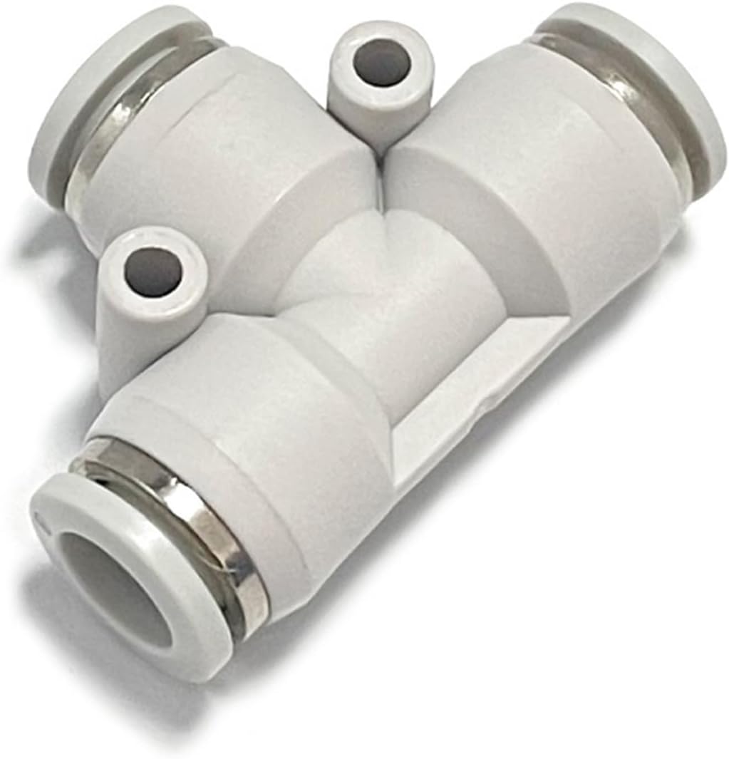 Pneumatic PU Trachea Connector T-Type White Three-Way Quick Plug PE4-6-8-10-12 Fittings 10Pcs(PE10 (10PCS))