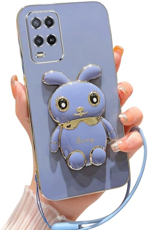 Case Compatible with Oppo A54 Phone Cover TPU Silicone Electroplated Stand Soft Durable Fall Protective Shockproof Protective Cover for Oppo A54 Case (2)