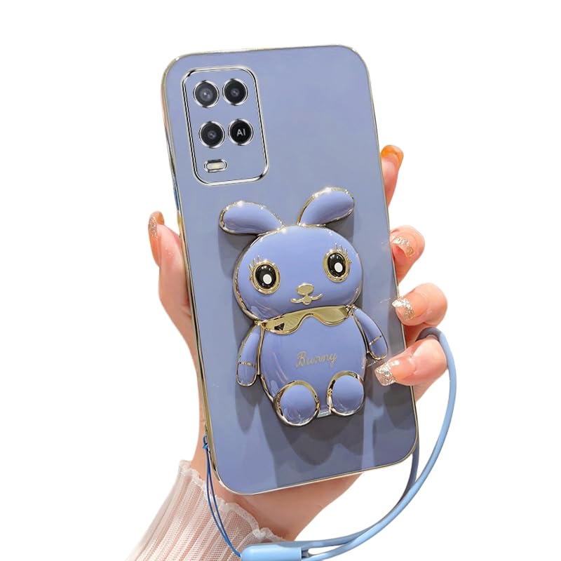 Case Compatible with Oppo A54 Phone Cover TPU Silicone Electroplated Stand Soft Durable Fall Protective Shockproof Protective Cover for Oppo A54 Case (2)