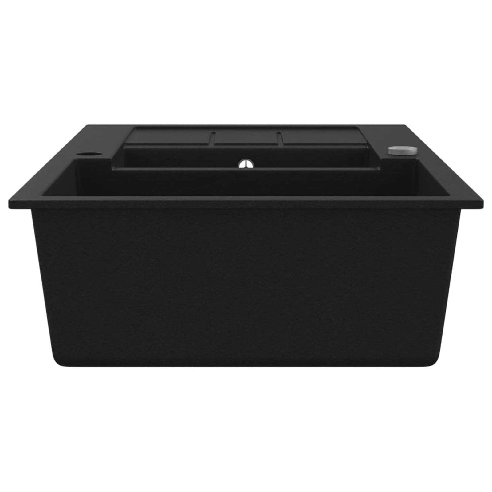 Fregadero de Cocina de Granito Negro - 80% Cuarzo, 20% Resina, Reversible, 800x500x306mm, Instalación Sobrepuesta