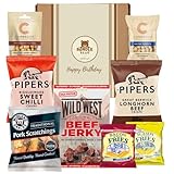Pub Snacks Hamper for Men - Savoury Snack Gift Box with Beef Jerky, Pork Scratchings, Pipers Crisps, Cambrook Nuts, and More | Gift Box for Men & Happy Birthday Gift (Happy Birthday)