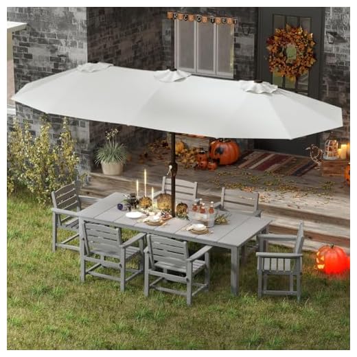 7-Piece Dining Set with Large Patio Umbrella
