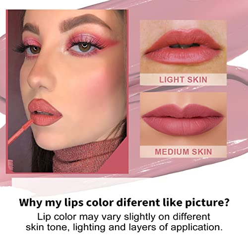 Oulac Matte Liquid Pink Nude Lipstick for Women - Image 3