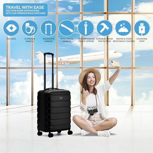 Flight Knight 24x16x10 Expandable Carry On Suitcase Hardside TSA Lock USB C Lightweight Luggage Silent Double Spinner Wheels Maximum Overhead Carry-On Bag For Virgin South West Approved Black by Flight Knight - Used condition - Image 2