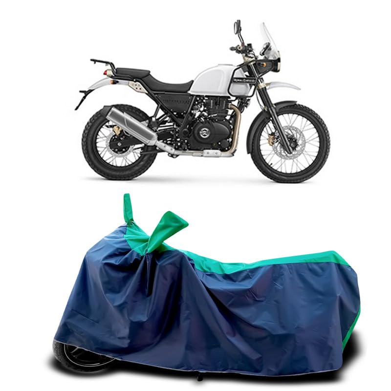Image of DUFFEL-Two Wheeler Bike Body Cover Compatible for Royal Enfie Himalayan Bs6 Heat Protectio /UV-Rays /Birds Dropping /DustProof /Waterproof Indoor Outdoor and Parking Full Body Protection [Green Patta]