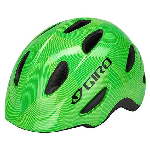 Giro Unisex ungdom Scamp Mips cykelhjälm Youth, grön/lime lines, XS