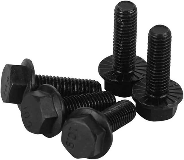 CONPHERON Serrated Hex Flange Bolt M5x12 mm Fully Threaded Setscrew 10.9 Grade High Strength Alloy Steel Black