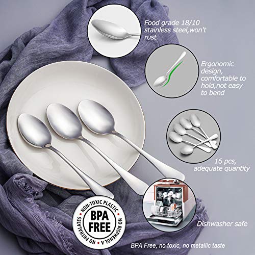 12 Pcs Dinner Spoon Set,Premium Food Grade Stainless Steel Spoons,Durable Metal Spoons,Tablespoon,Spoons Silverware Only,Mirror Finish & Dishwasher Safe,Use For Home,Kitchen And Restaurant - 7.3 Inch #TOP2