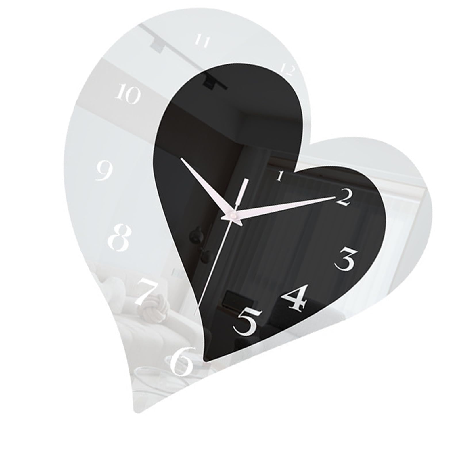 Horloge murale en acrylique cœur silencieuse pour un sommeil paisible