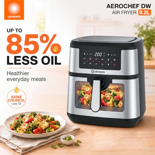 Image of Ledvance Air Fryer | 9.2L Capacity & 1750W | 10 in 1 Functions | Digital & Touch Panel | Glass View | Rapid Air Circulation | 85% Less Oil Usage | 9 Preset Menus | 2 Year Warranty