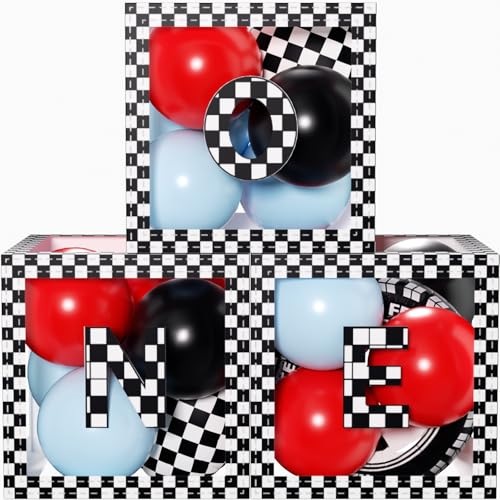 Fast ONE Birthday Decorations for Boys, ONE Blocks Race Car Letters Boxes with Balloons for Baby Shower Anniversary First Lap Around the Track Birthday Formula 1st Birthday Theme Props Decoration by EICUECUE - Used condition - US$8.75