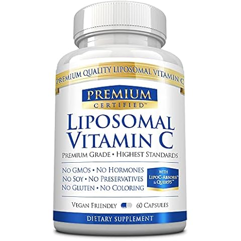 Premium Certified Liposomal Vitamin C - 1100mg - 60 Capsules - Gentle on Stomach - with Phospholipids and Bioperine - Boosts Immune Function, Antioxidant Properties, and Collagen Production Cover