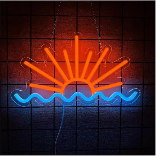 Lumières néon lever et coucher de soleil LED pour décoration murale chambre et salon 38x21,5cm