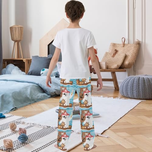 Boy's Pants Polar Bear Pirates Jogger Pants Elastic Waist Long Bottoms Trousers with Pockets 6-14 Years3