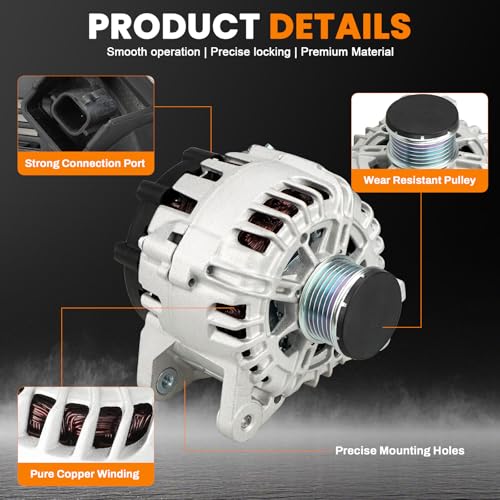 Image of 120A High Output Alternator Compatible with Nissan Rogue S SL SV Sport Utility 2.5L 2014-2018, Replace 11648 23100-4BA0A 23100-4BA0B TG12C152